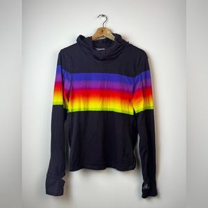 💖Free People Huddle Printed Rainbow Pride Hoodie Dark Brown ,Medium